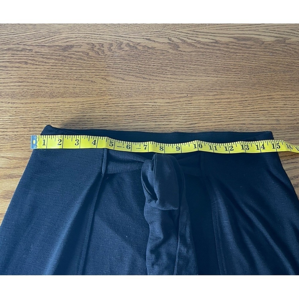 White House Black Market Slub Knit Wrap Wide Leg Cropped Black Pants Small - Picture 8 of 14